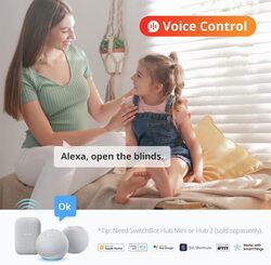 SwitchBot Blind Tilt Motorized Blinds Smart Electric Blinds with Bluetooth Remote ControlSolar Powered Light Sensing Control Add Hub Mini to Make it Compatible with Alexa Google Home